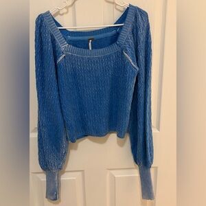 Free People Textured Blue Women's Sweater
